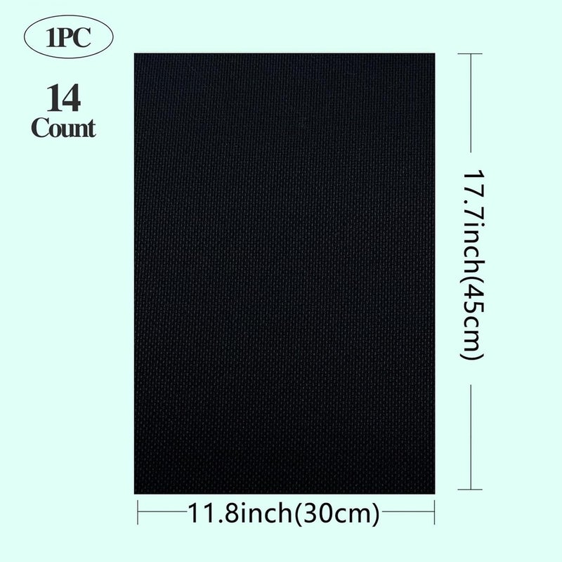 Zhenqing Black 14 Count Aida Cloth Cross Stitch Fabric - Standard Size 12x18 inch (30x45cm) - 100% Cotton for Embroidery Kits & Small Projects - Image 2